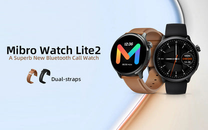 ساعة Mibro Watch Lite 2 الذكية بشاشة AMOLED مقاس 1.3 بوصة - أسود