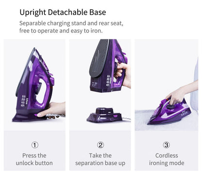 Lofans Cordless Steam Iron YD-012V, Cordless Multi Function Ironing Garment,Fast Heat-Up and Long Steam Time and Anti-dry Burning Protection -  Purple