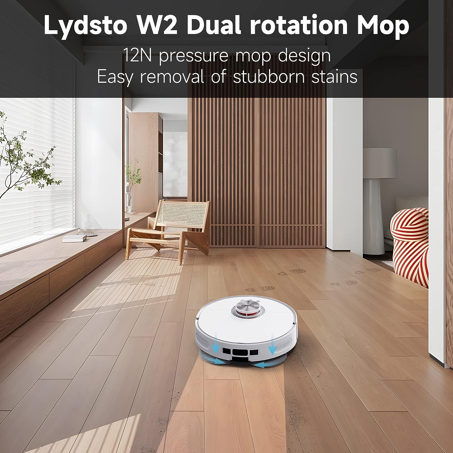 Lydsto W2 Lite Self-Cleaning Sweeper YM-W4-W03-WHITE Robot Vacuum With Self Refilling & Emptying Cleaning Function, Carpet Detection & App Control - White