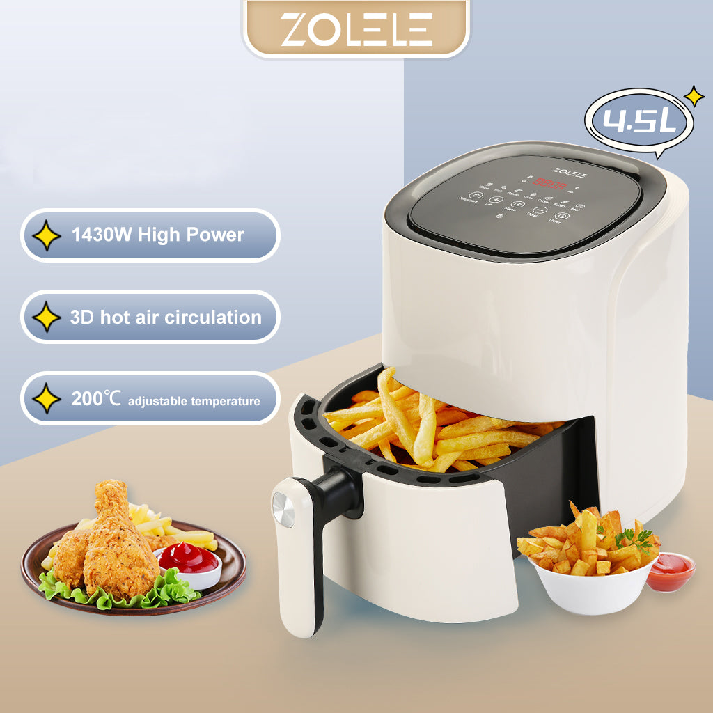 Zolele ZA001 مقلاة هوائية كهربائية بسعة 4.5 لتر - أبيض
