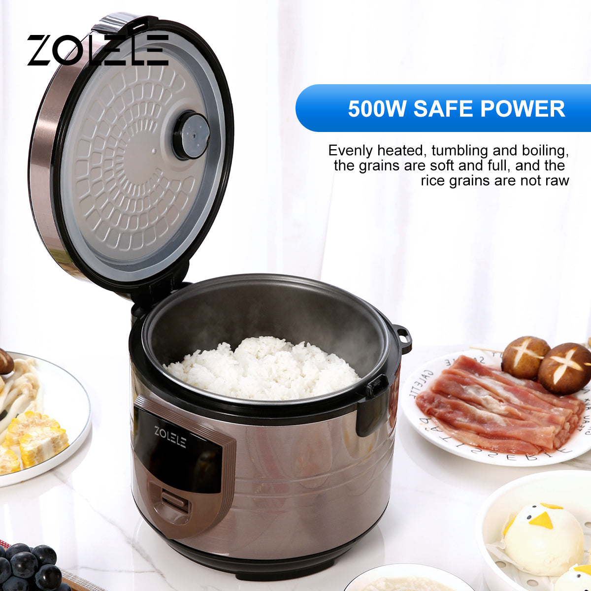 Zolele ZB501 Electric Rice Cooker With Steamer - Brown