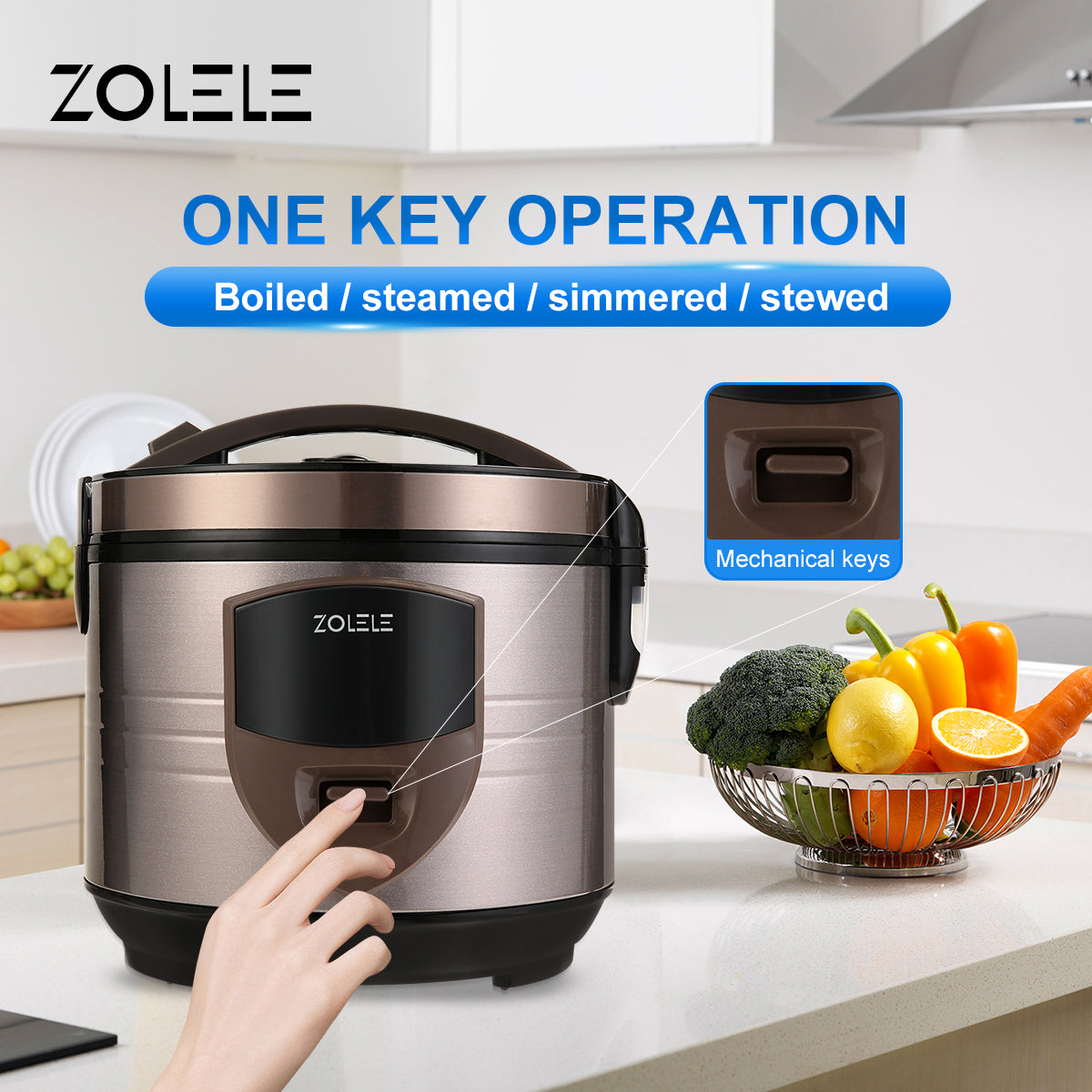 Zolele ZB501 Electric Rice Cooker With Steamer - Brown