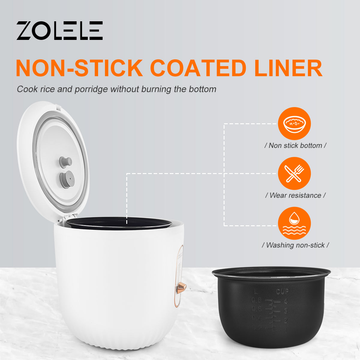 Zolele ZB502 Electric Rice Cooker 1.6L Capacity - White