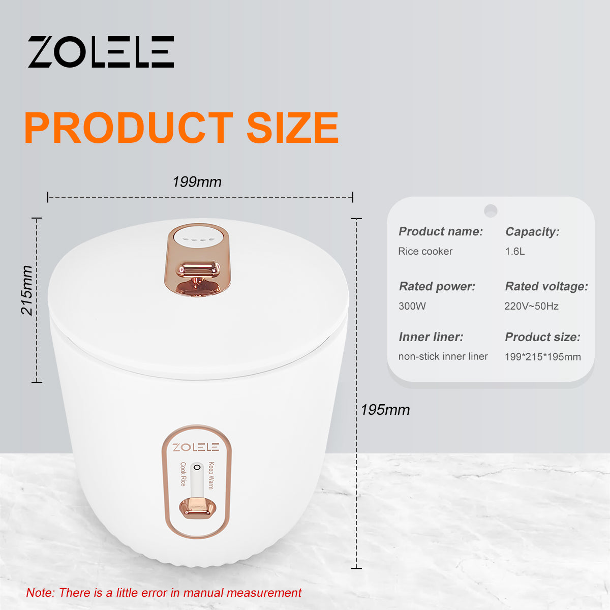 Zolele ZB502 Electric Rice Cooker 1.6L Capacity - White