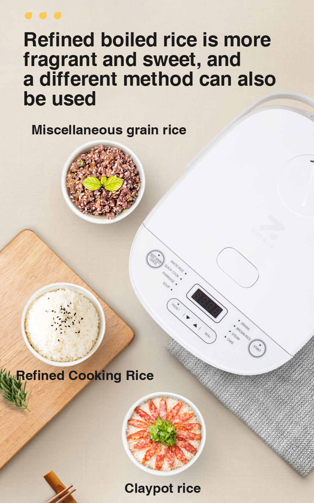 ZOLELE Smart Rice Cooker 5L ZB600 - White