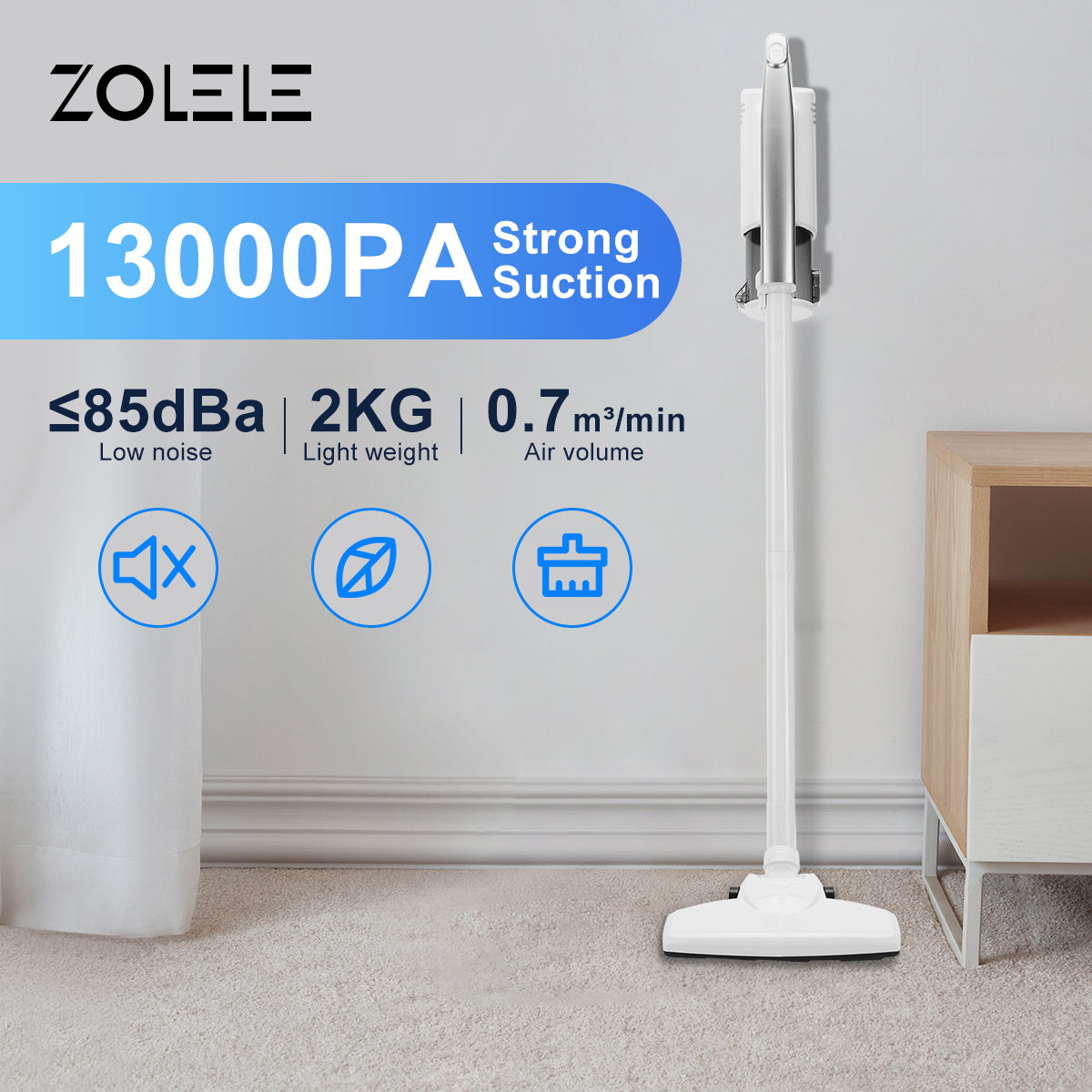 Zolele ZE002 Dust Absorber Home Vacuum Cleaner - White