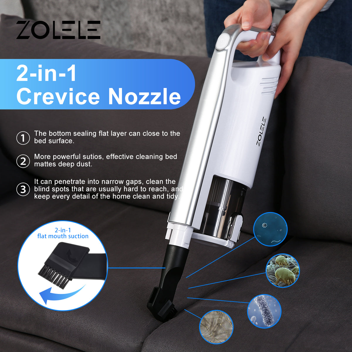 Zolele ZE002 Dust Absorber Home Vacuum Cleaner - White