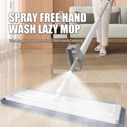 Zolele ZE003 Water Spray Mop Easy to Use Hand Free Spray Mop With 360 Degrees Rotating Mop Head, Water Mist Fan Spray and Soft Rubber Scraper - White