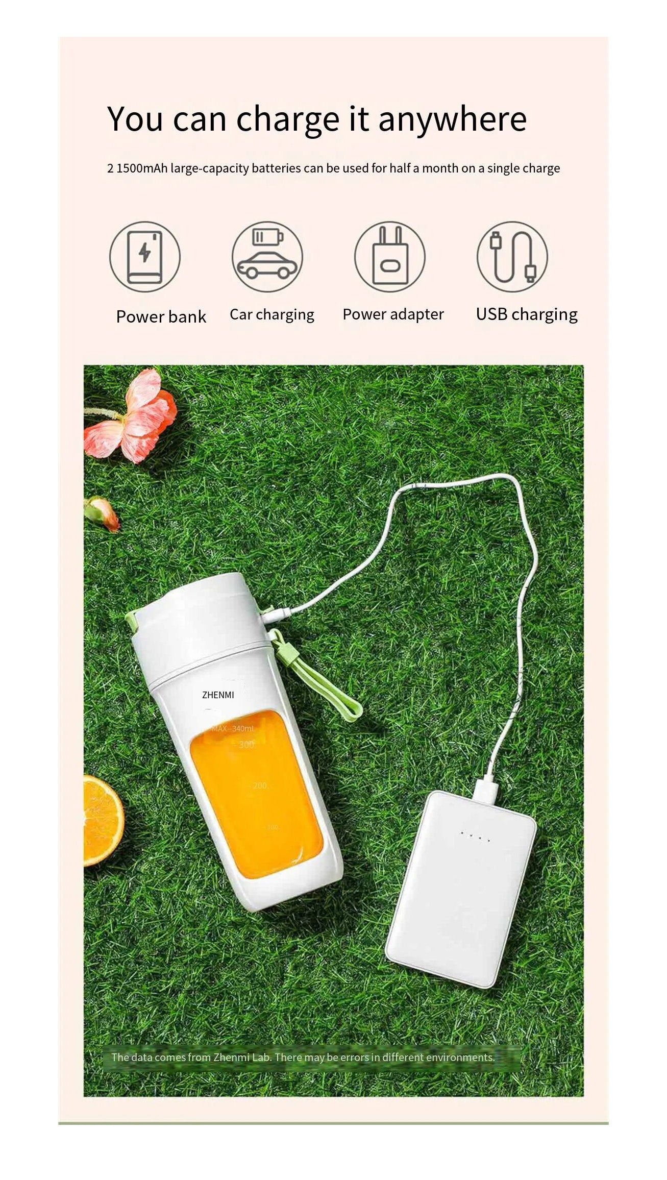 Zhenmi J5 Portable Direct Drinking Juicer - White Green