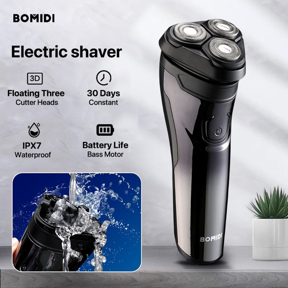 Bomidi M3 Electric Shaver 3D Rotating Razors Beard Trimmer - Black