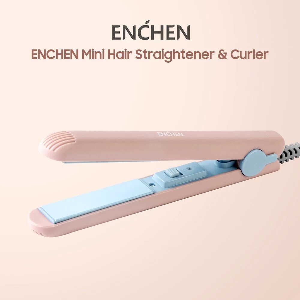 Enchen EH1002 مكواة شعر كهربائية صغيرة ومجعد الشعر - وردي