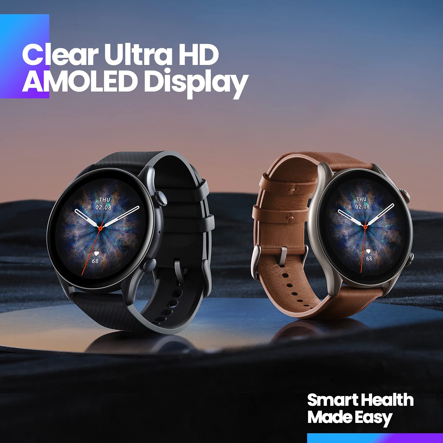 Amazfit GTR 3 Pro Smart Watch 1.45 Ultra HD AMOLED Display - Brown