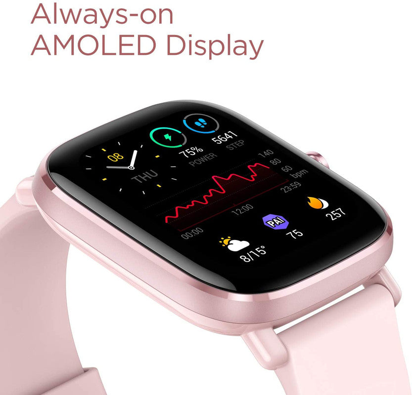 ساعة Amazfit GTS 2 Mini الذكية بشاشة AMOLED 1.55 - وردي