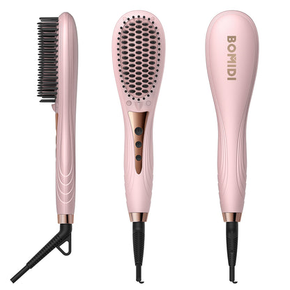 Bomidi HB1 Electric Hair Straightener Brush Multifunctional Hair Comb - Pink