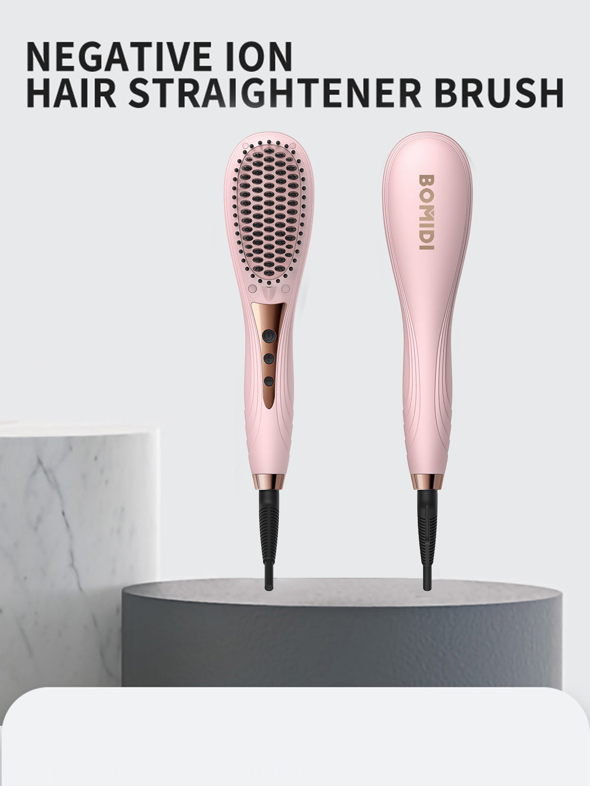 Bomidi HB1 Electric Hair Straightener Brush Multifunctional Hair Comb - Pink