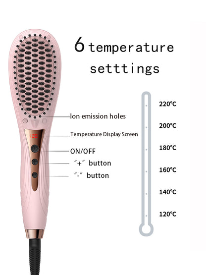 Bomidi HB1 Electric Hair Straightener Brush Multifunctional Hair Comb - Pink