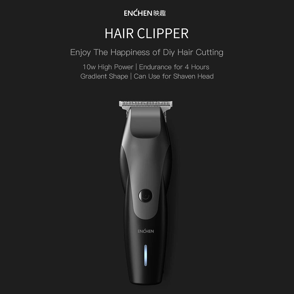 Enchen Humming Bird Electric Hair Clipper T-Shaped Cutter - Black