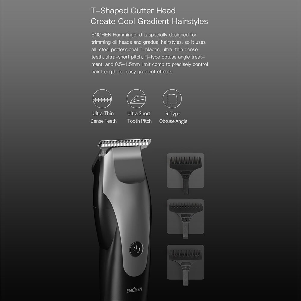 Enchen Humming Bird Electric Hair Clipper T-Shaped Cutter - Black