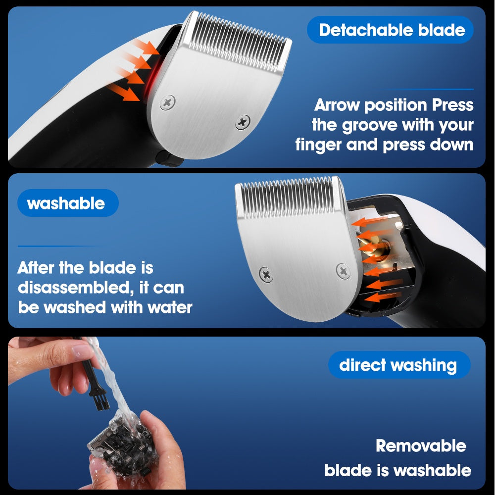 ماكينة قص الشعر الكهربائية من بوميدي L1، ماكينة حلاقة قابلة لإعادة الشحن بشاشة LCD - أبيض