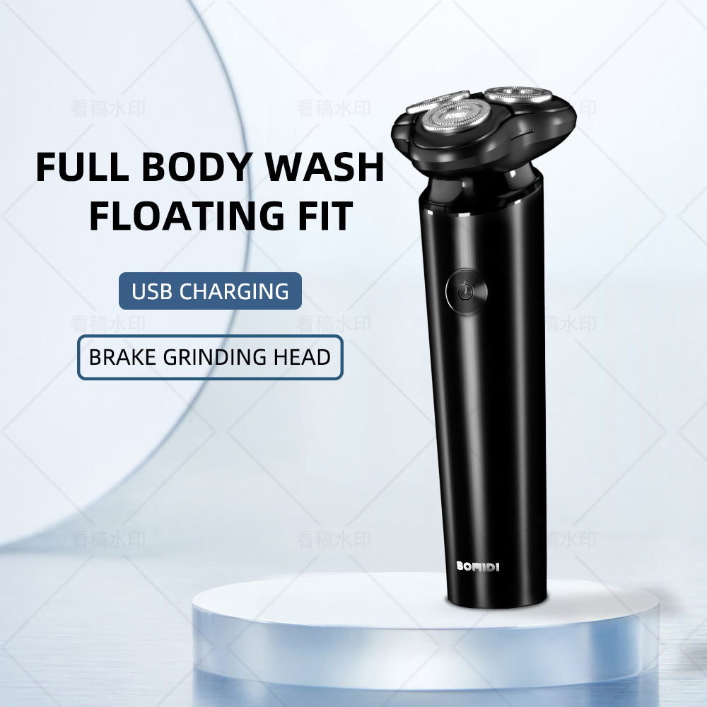 Bomidi M7 Electric Shaver Triple Floating Blades Wet & Dry - Black