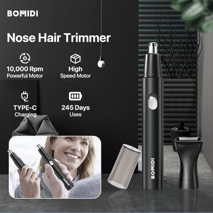 Bomidi NT1 2-in-1 Electric Nose Hair Trimmer & Eyebrow Trimmer - Black