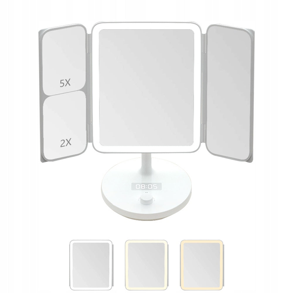 مرآة مكياج LED قابلة للطي 4 في 1 من جوردن وجودي NV536 - أبيض