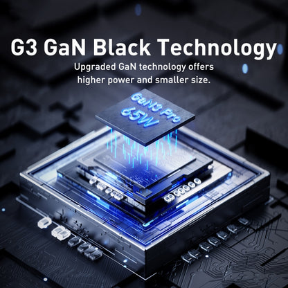 كابل طاقة سطح المكتب Baseus Gan 3 Pro 65W 6 في 1 مقبس طاقة مزدوج من النوع C + USB مزدوج - أسود