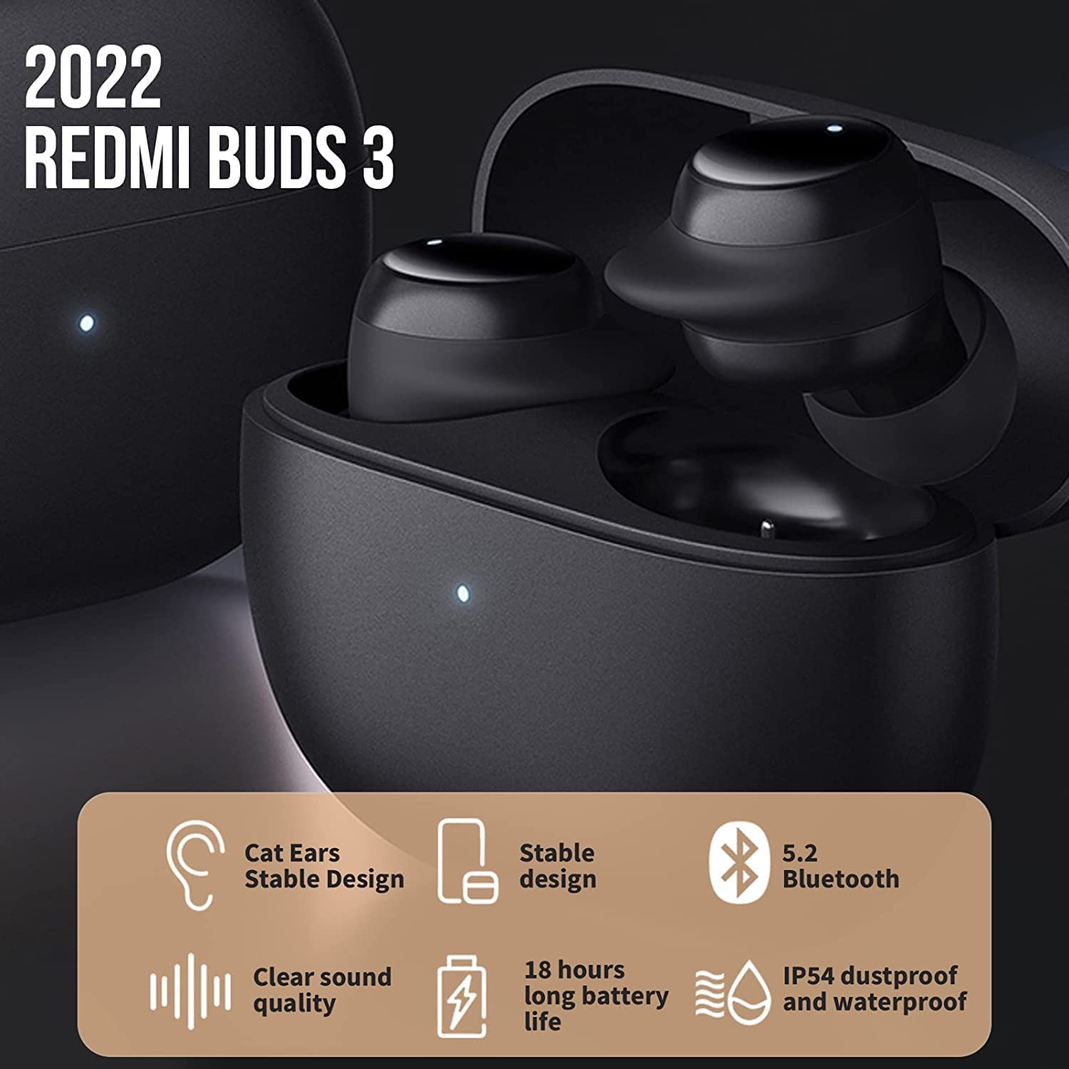 Redmi Buds 3 Lite Wireless Earbuds Bluetooth Earphone Active Noise Cancelation - Black