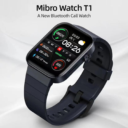 Mibro T1 Smart Watch Bluetooth Call Watch With 1.6-inch AMOLED HD Display - Black