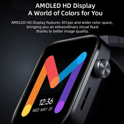 ساعة Mibro T1 الذكية للمكالمات بلوتوث مع شاشة AMOLED HD مقاس 1.6 بوصة - أسود