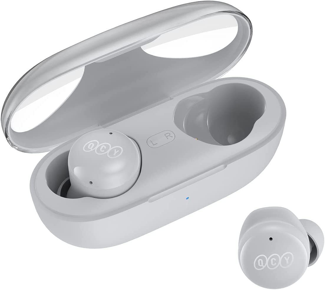 QCY T17S True Wireless In-Ear Earbuds With Noise Cancelling  - Light Grey