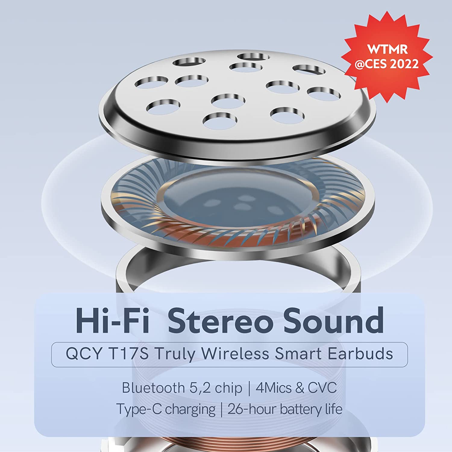 QCY T17S HiFi True Wireless Earbuds Noise Cancelling - White