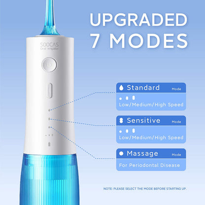 جهاز الري الفموي المحمول Soocas W3 Pro 7 تروس - أزرق