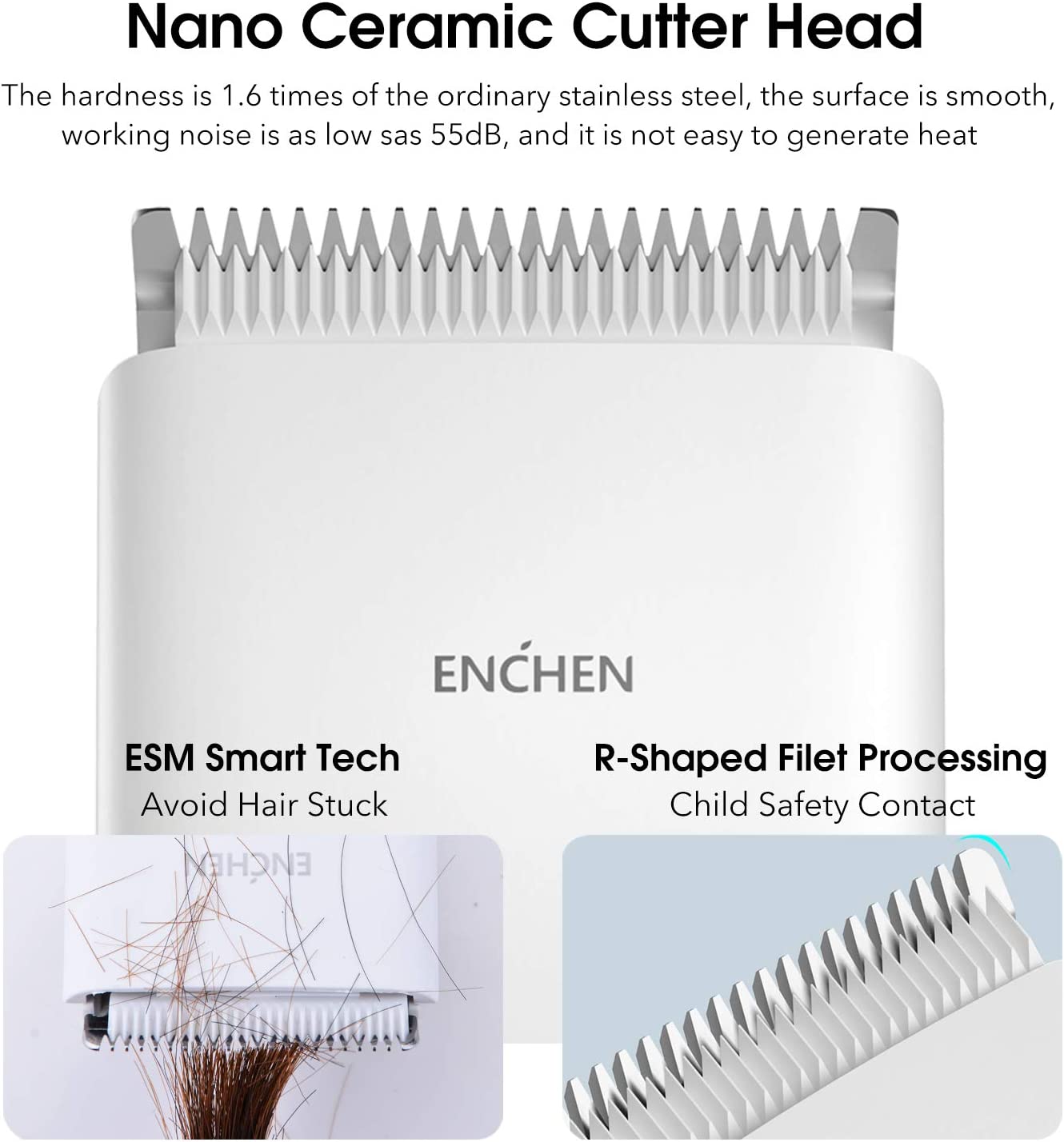 ماكينة قص الشعر الكهربائية اللاسلكية متعددة الوظائف Enchen Boost - أبيض