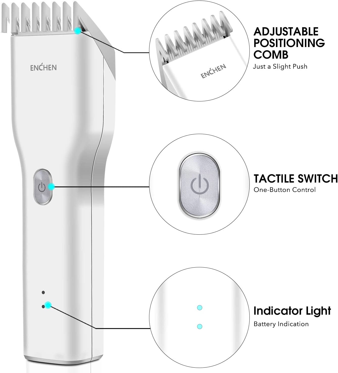 Enchen Boost Wireless Multi-Function Electric Hair Clipper & Shaver - White