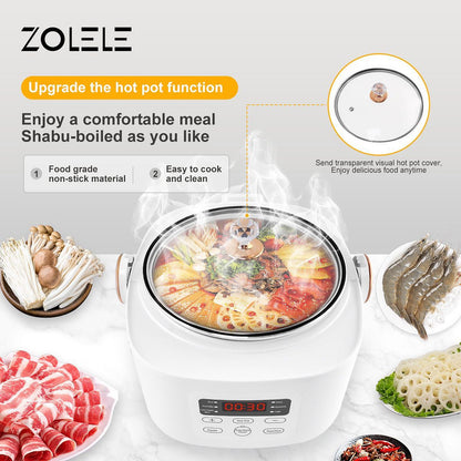 Zolele ZB500 Electric Rice Cooker With Smart Low Sugar Rice - White