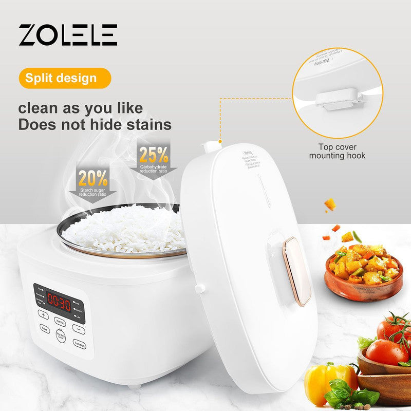 Zolele ZB500 Electric Rice Cooker With Smart Low Sugar Rice - White