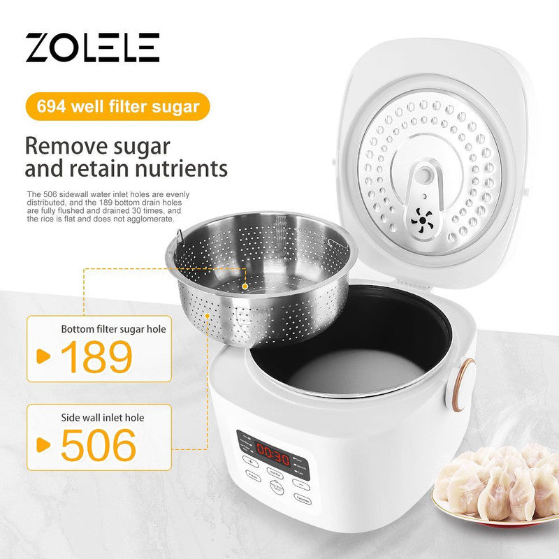 Zolele ZB500 Electric Rice Cooker With Smart Low Sugar Rice - White