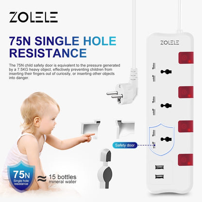 Zolele ZK101 3M Power Extension EU Plug - White