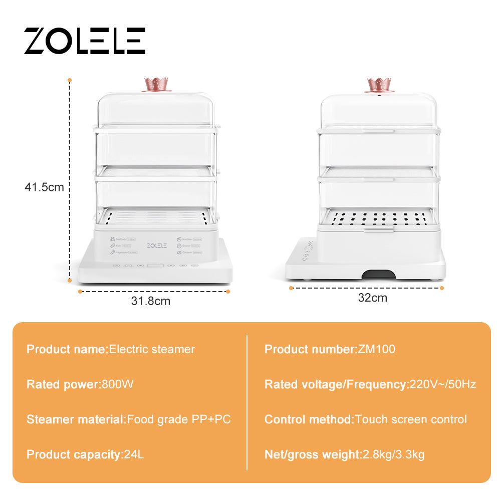 Zolele ZM100 Electric Steamer With 24L - White