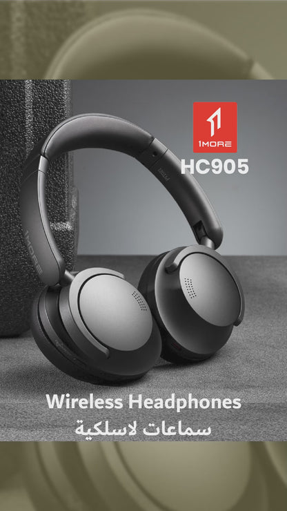1More HC905 SonoFlow سماعات رأس لاسلكية بخاصية إلغاء الضوضاء النشطة - أسود