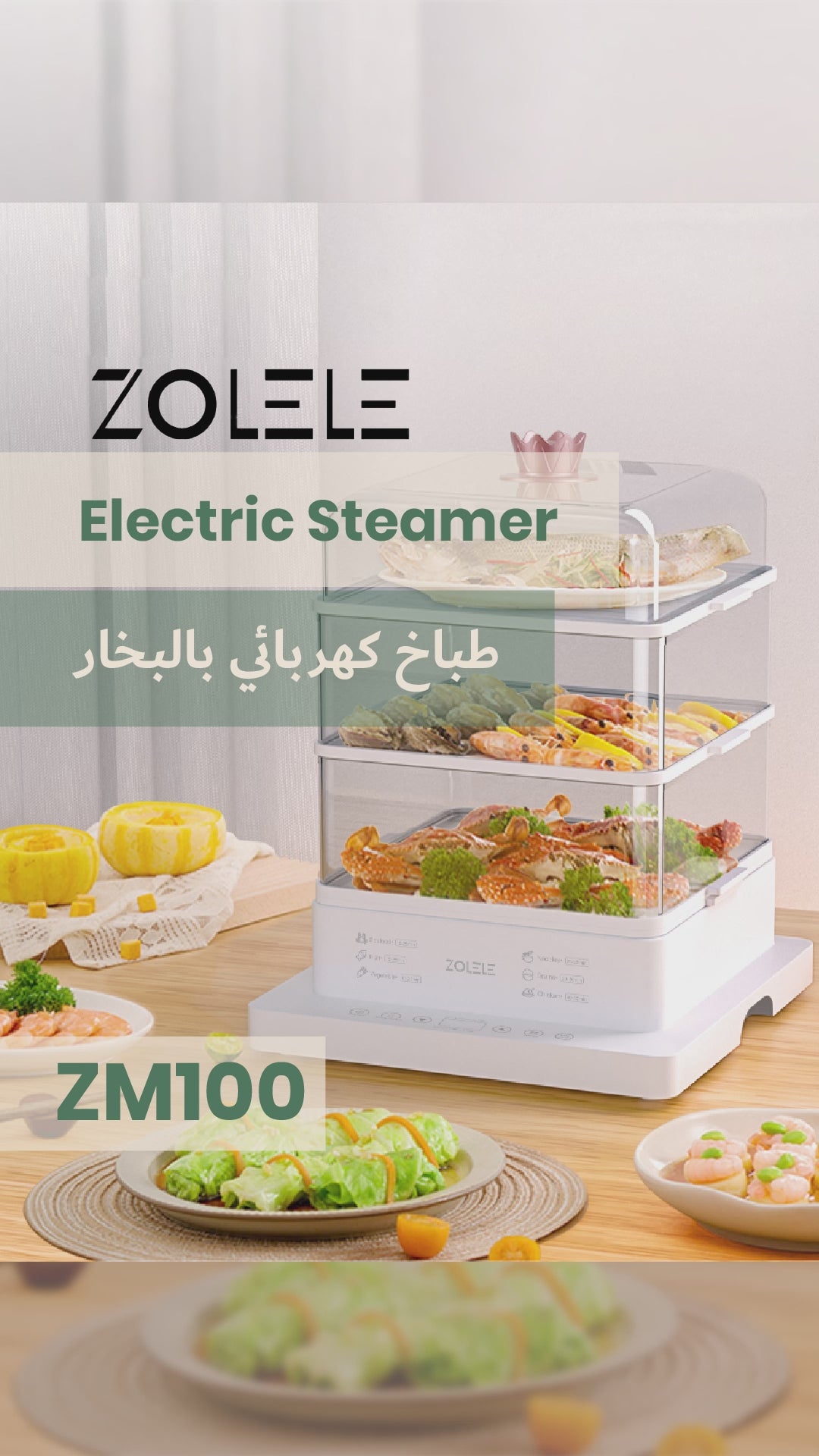 Zolele ZM100 مكواة بخار كهربائية بسعة 24 لتر - أبيض